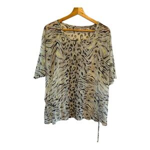 Chico's Easywear Women's Sheer Leopard Print Top Size 3, US X-Large